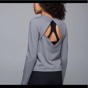 Lululemon Back Up Long Sleeve Heathered Slate Top